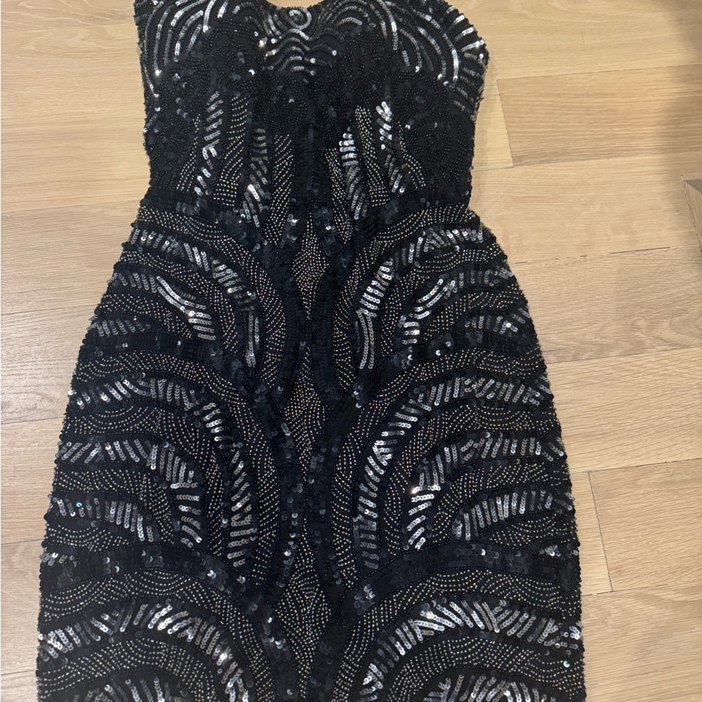 Scala Strapless Black and Silver Dress